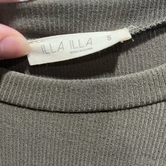 PinkBlush Olive Ribbed Side Tie Maternity Fitted Dress - Picture 6 of 7